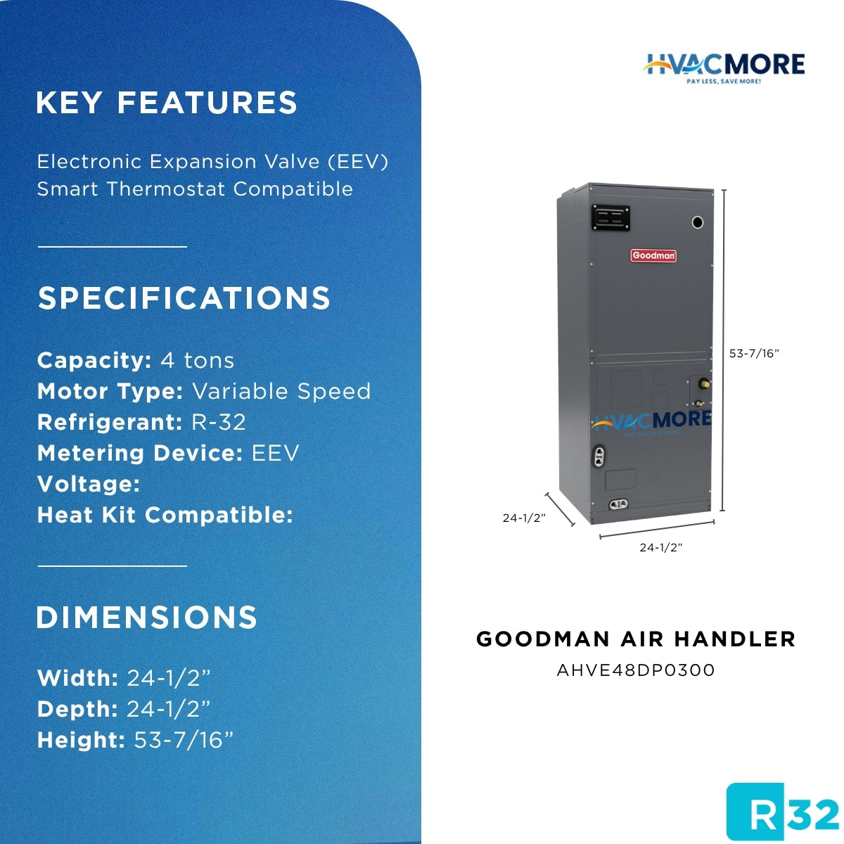 Goodman AHVE48DP0300 specifications