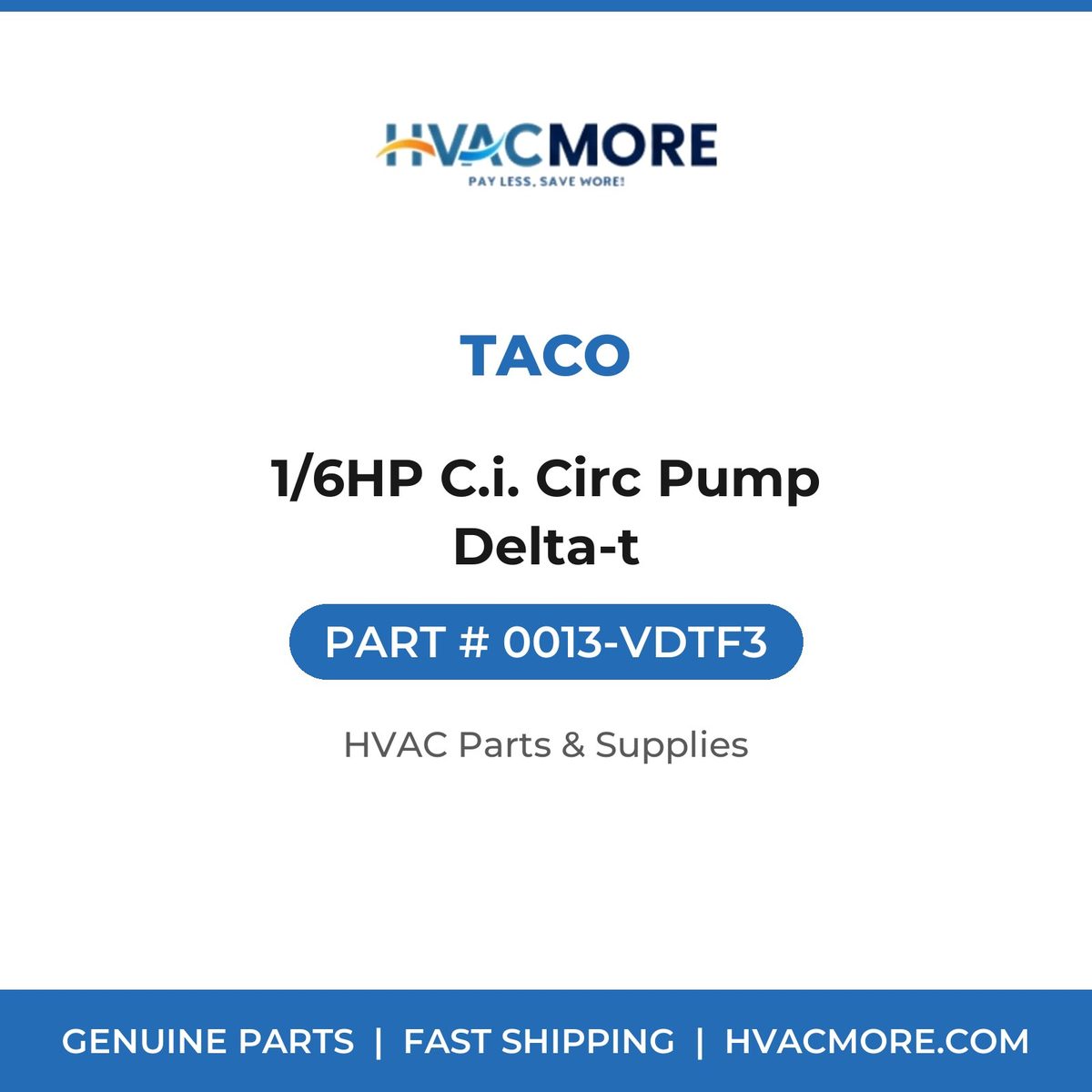 Taco 1/6HP C.i. Circ Pump Delta-t 0013-VDTF3