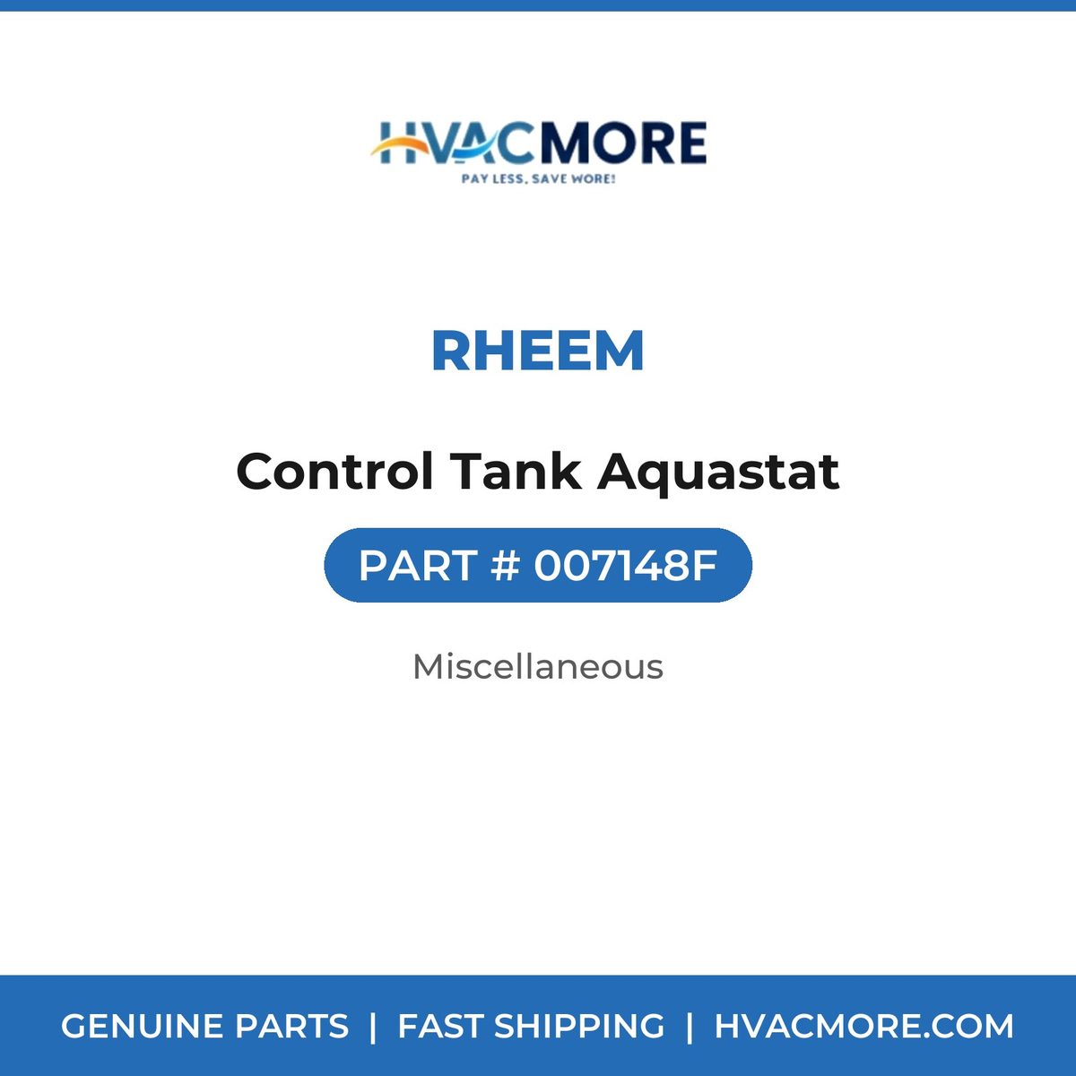 Rheem Control Tank Aquastat 007148F