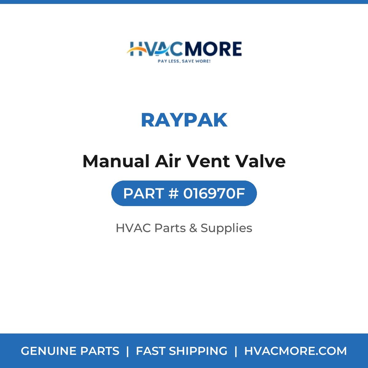 Raypak Manual Air Vent Valve 016970F