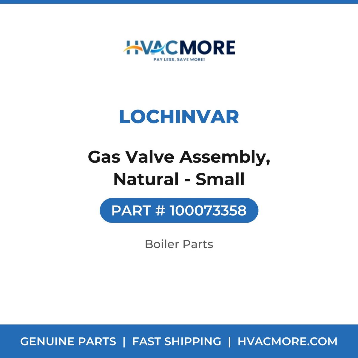 Lochinvar Gas Valve Assembly, Natural - Small 100073358