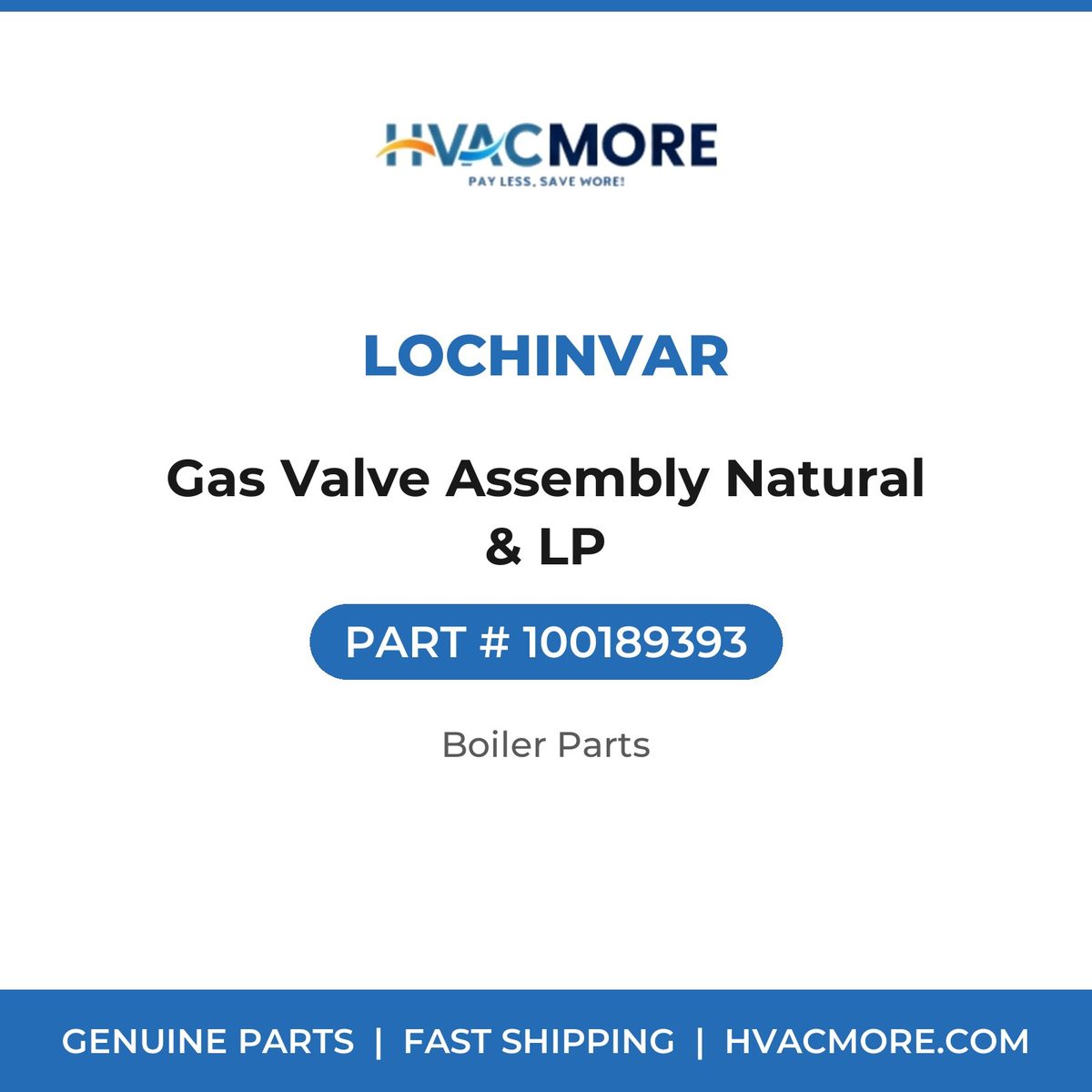 Lochinvar Gas Valve Assembly Natural & LP 100189393