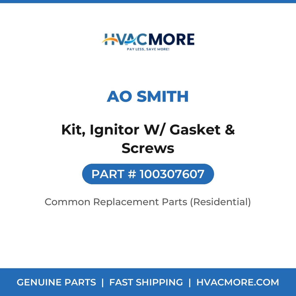 AO Smith Kit, Ignitor W/ Gasket & Screws 100307607