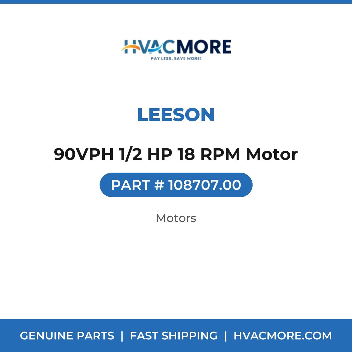 Leeson 90VPH 1/2 HP 18 RPM Motor 108707.00