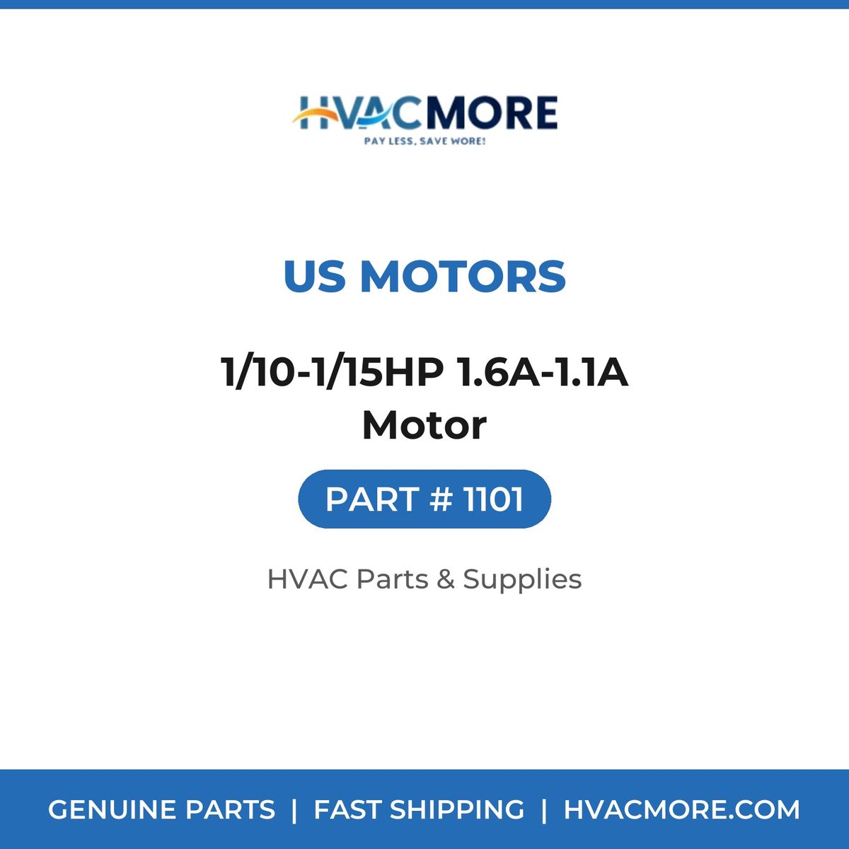 US Motors 1/10-1/15HP 1.6A-1.1A Motor 1101