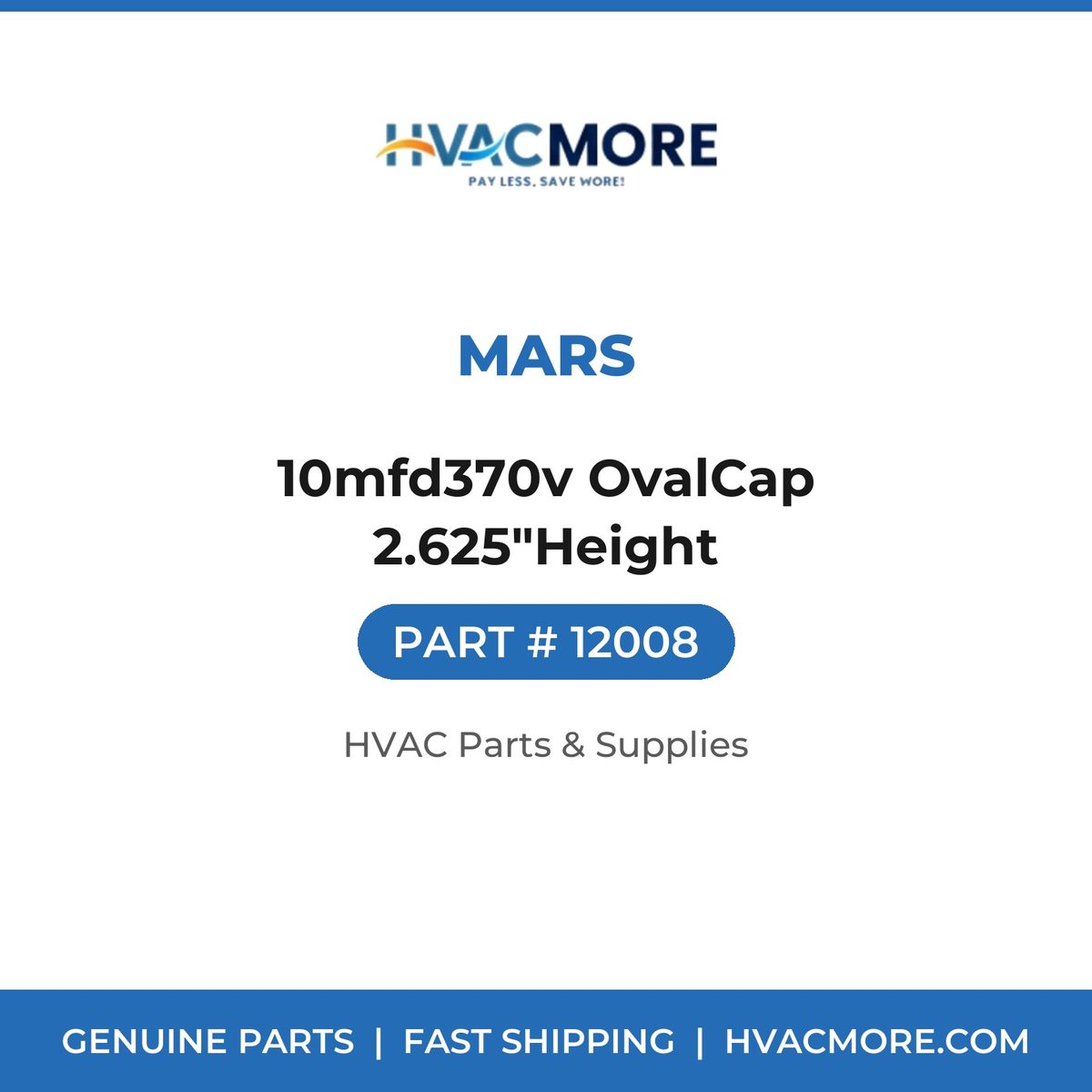 MARS 10mfd370v OvalCap 2.625"Height 12008