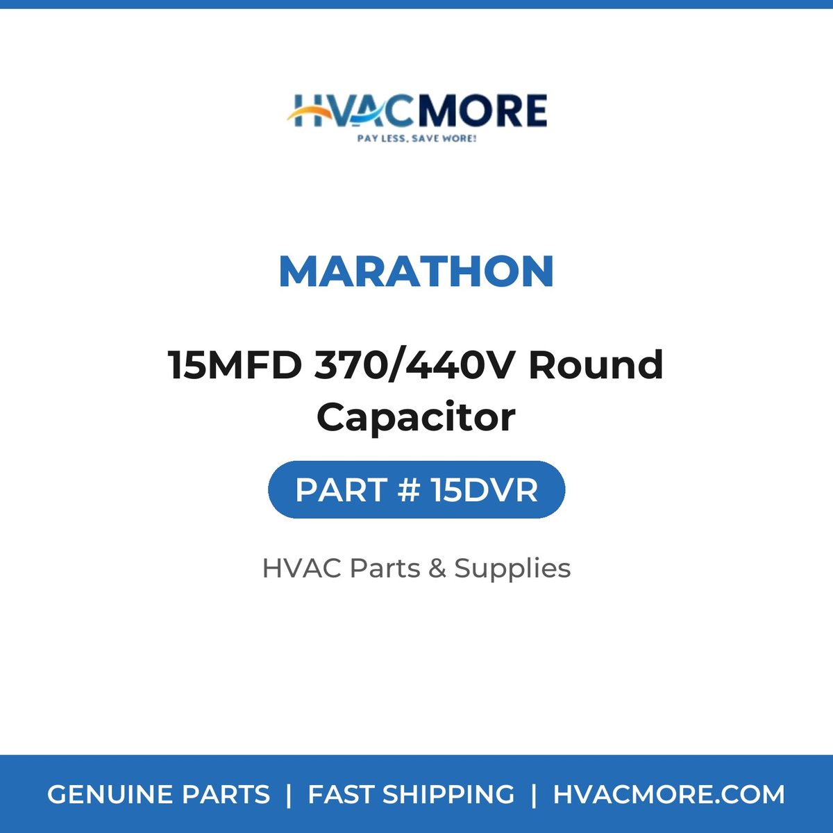Marathon 15MFD 370/440V Round Capacitor 15DVR