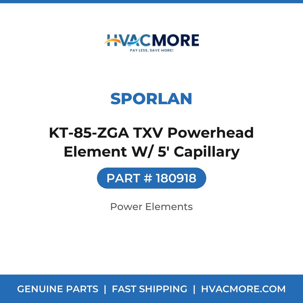 Sporlan KT-85-ZGA TXV Powerhead Element W/ 5' Capillary 180918