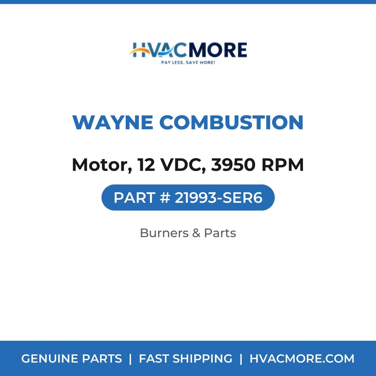Wayne Combustion Motor, 12 VDC, 3950 RPM 21993-SER6