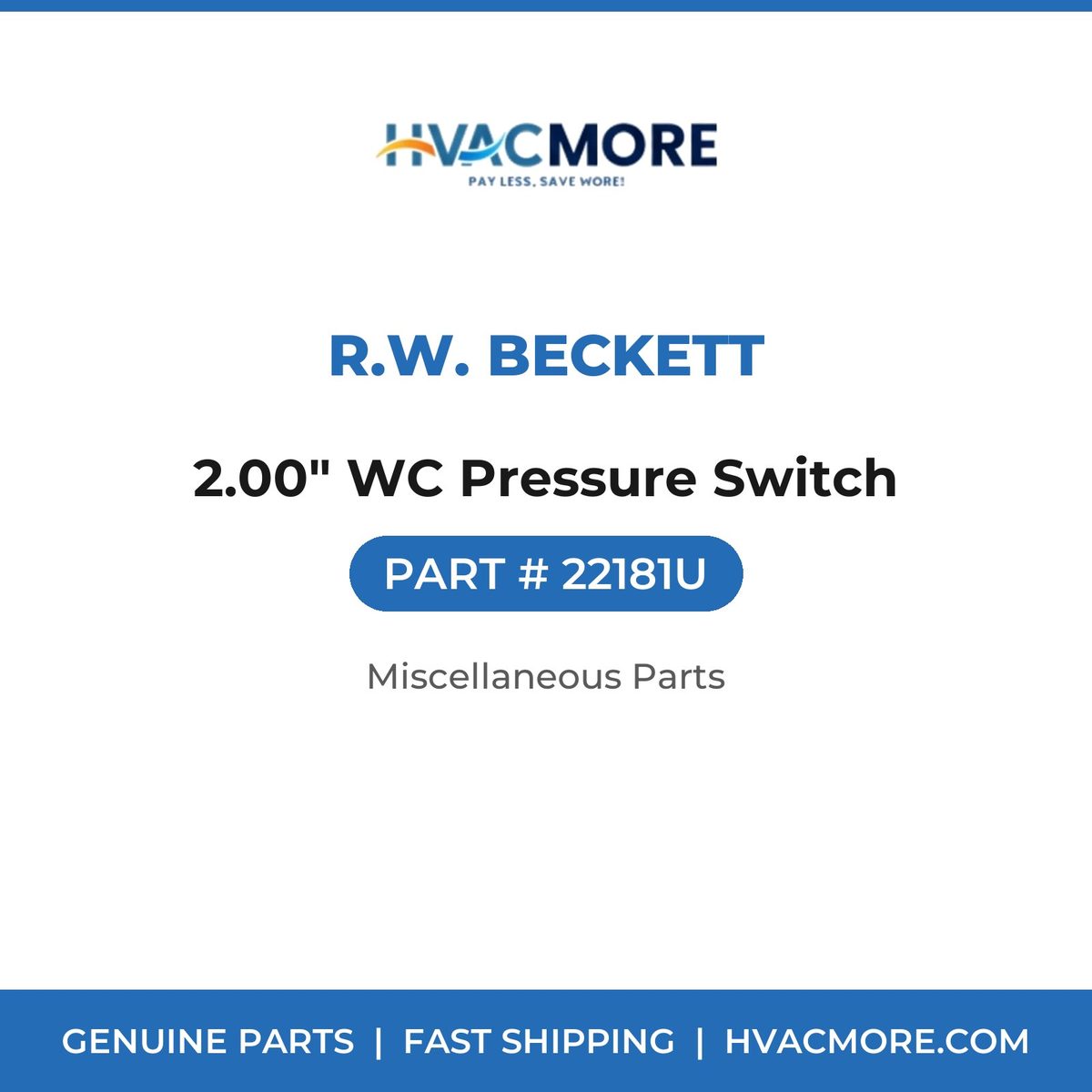 R.W. Beckett 2.00" WC Pressure Switch 22181U