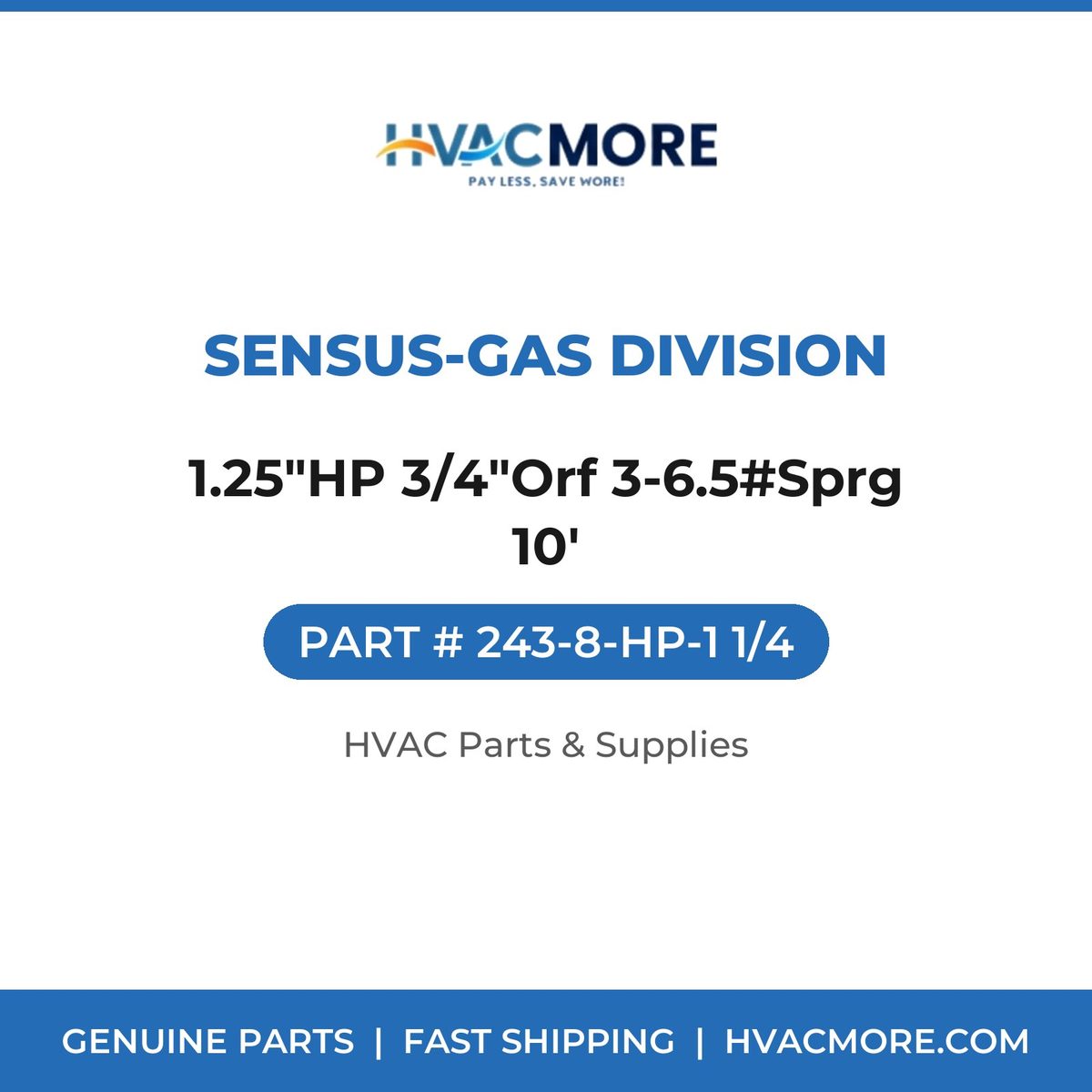 Sensus-Gas Division 1.25"HP 3/4"Orf 3-6.5#Sprg 10' 243-8-HP-1 1/4