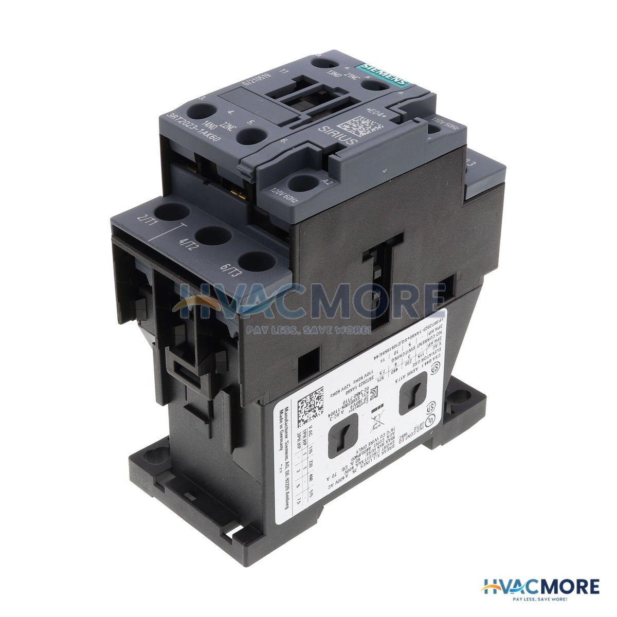 Siemens 3 Pole, 9 AMP<BR>120V Contactor 3RT2023-1AK60