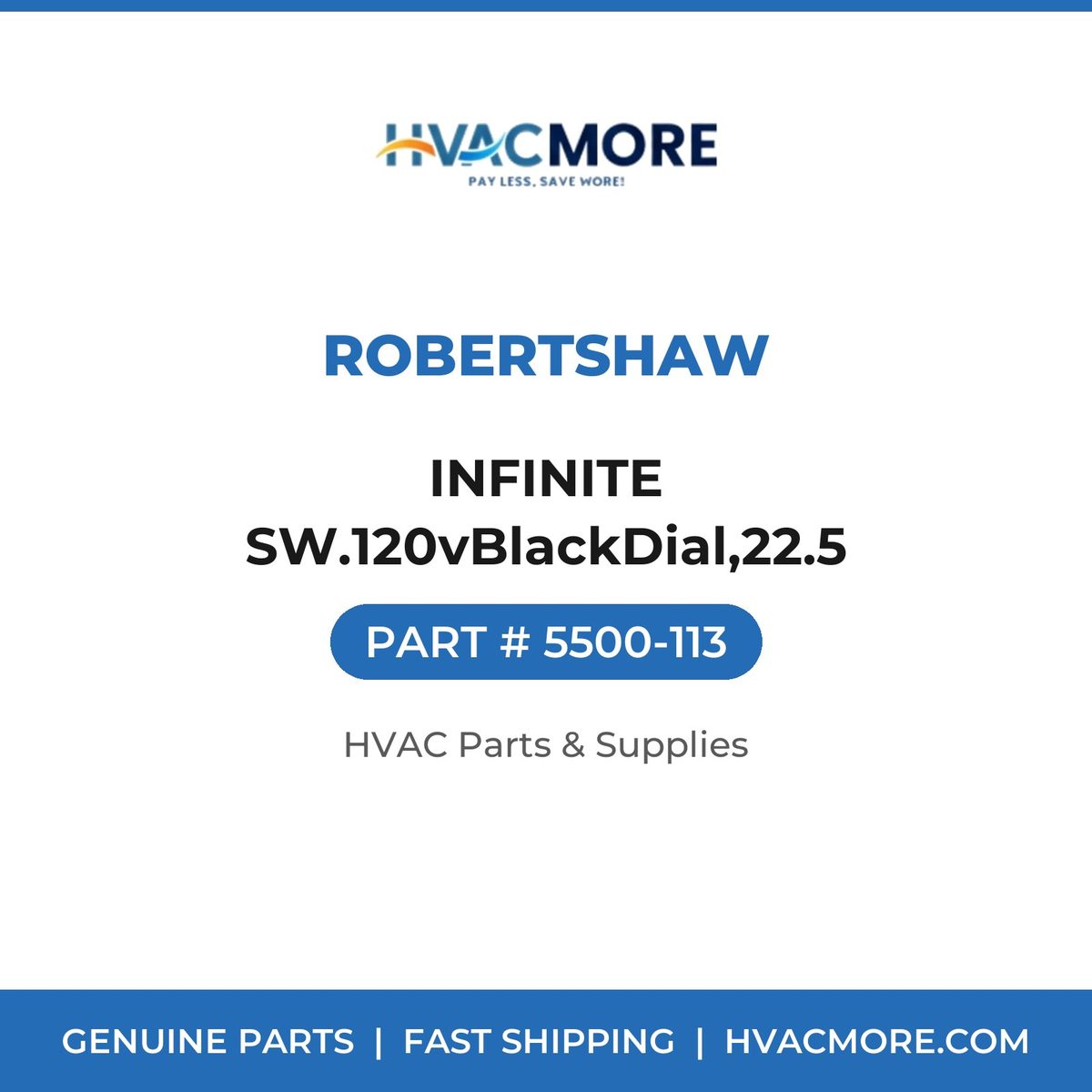 Robertshaw INFINITE SW.120vBlackDial,22.5 5500-113