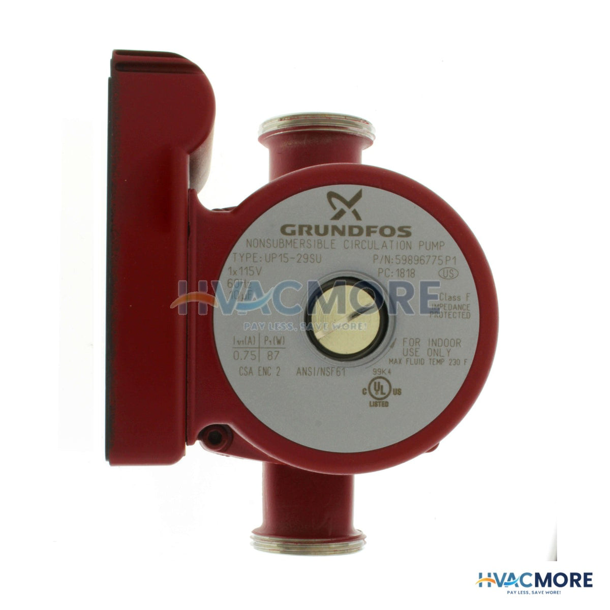 Grundfos UP15-29SU Circulator Pump, 1/12 HP, 115V Union Connection 59896775