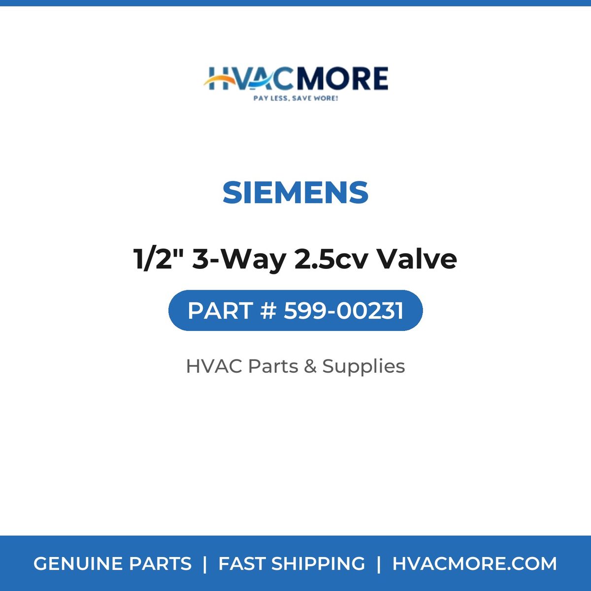 Siemens 1/2" 3-Way 2.5cv Valve 599-00231