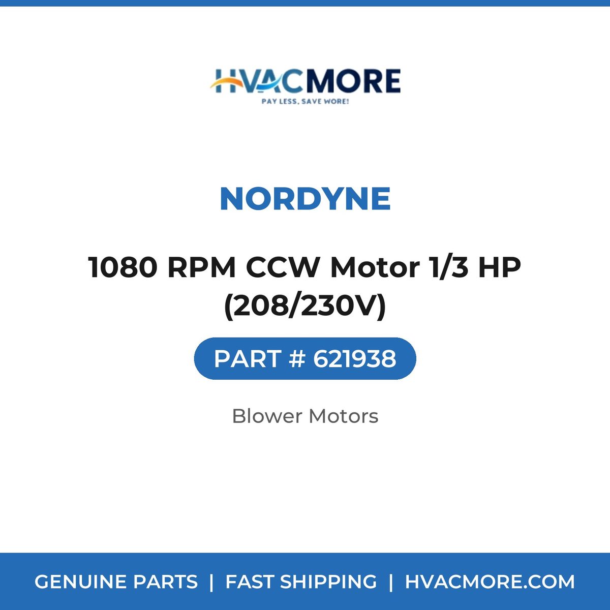 Nordyne 1080 RPM CCW Motor 1/3 HP (208/230V) 621938