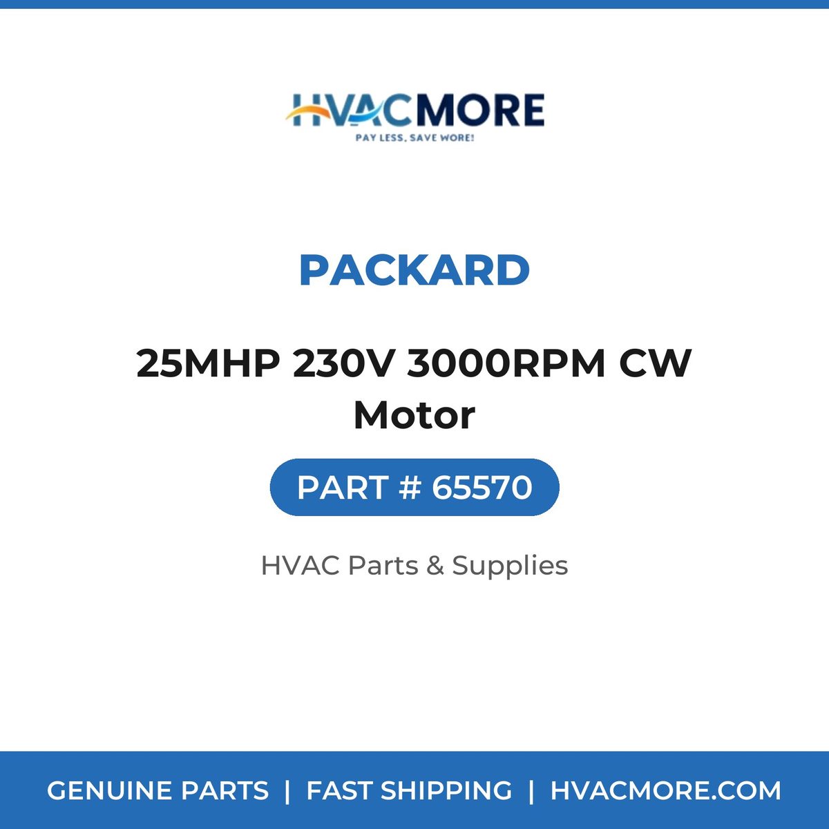 Packard 25MHP 230V 3000RPM CW Motor 65570