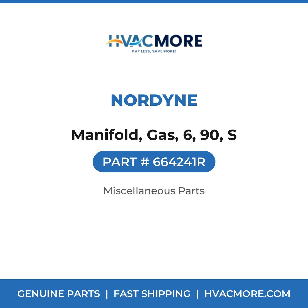 Nordyne Manifold, Gas, 6, 90, S 664241R