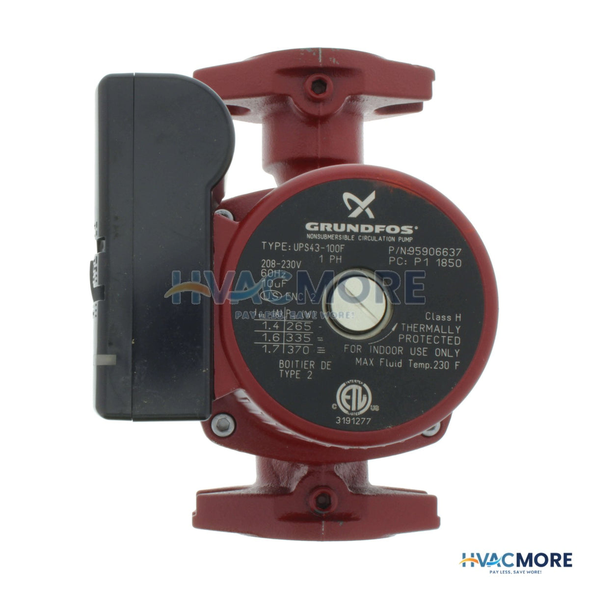 Grundfos UPS43-100F 3-SPD High Flow Flanged Circulator Pump, 230V 95906637