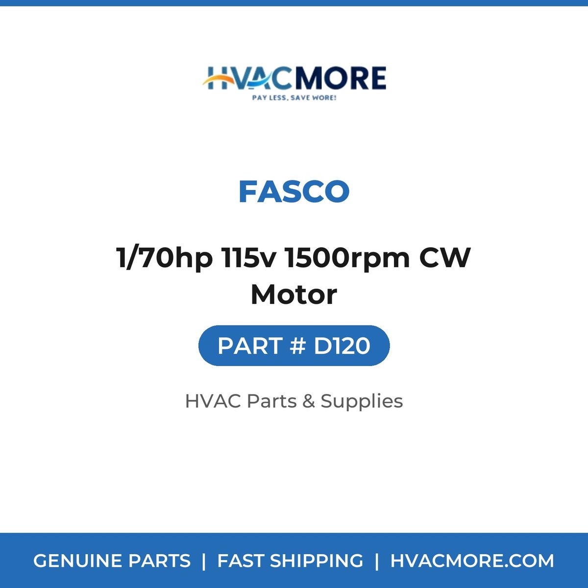 Fasco 1/70hp 115v 1500rpm CW Motor D120