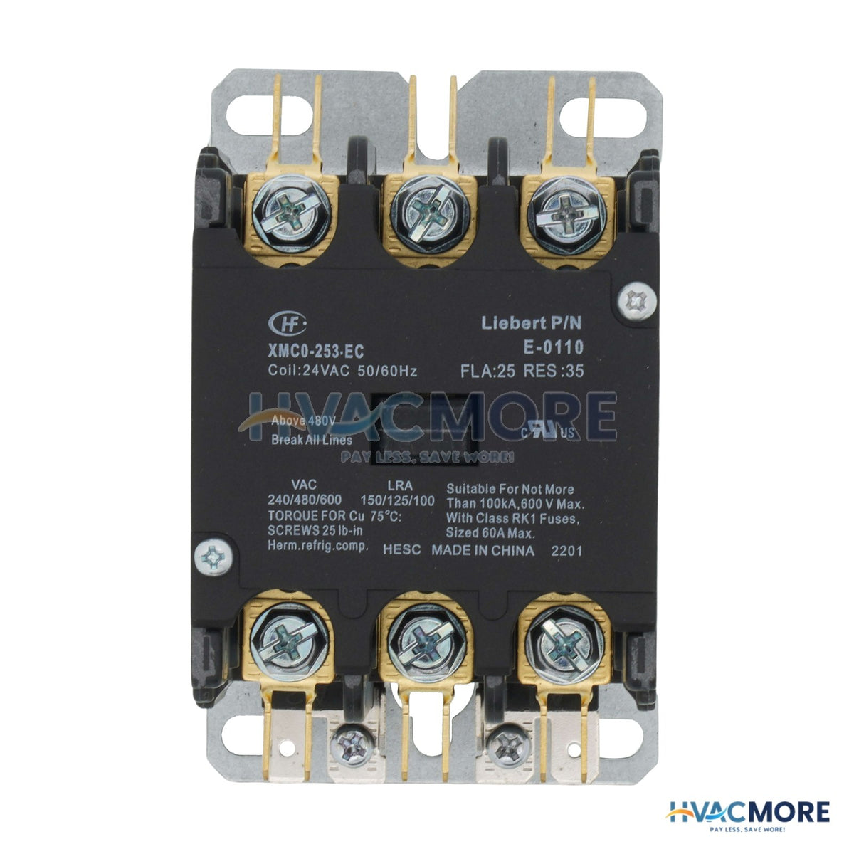Liebert 24V Coil 3P 25/30Amp Contactor E-0110S