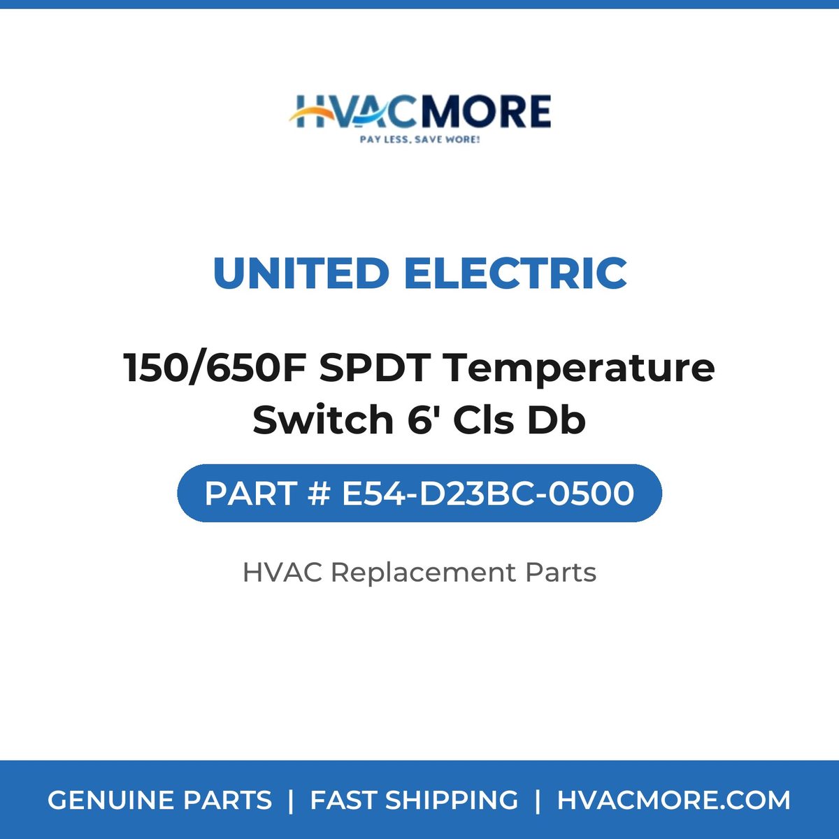 United Electric 150/650F SPDT Temperature Switch 6' Cls Db E54-D23BC-0500
