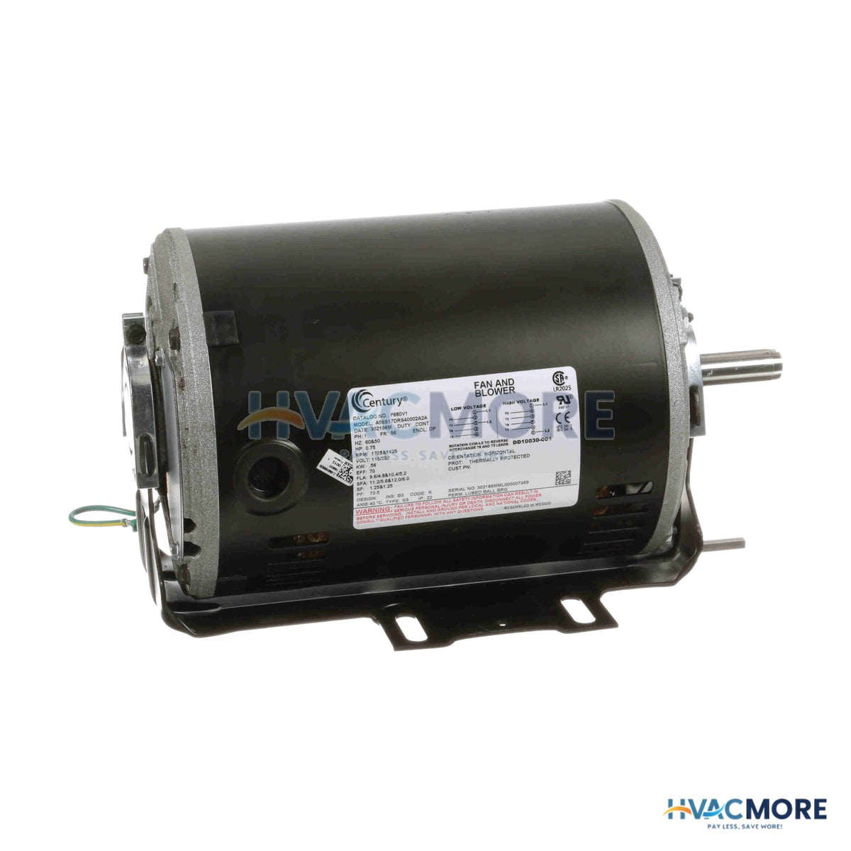 Century 6-1/2" Split Phase Ball Bearing Motor (230/115V, 1725/1425 RPM, 3/4 HP) F680V1