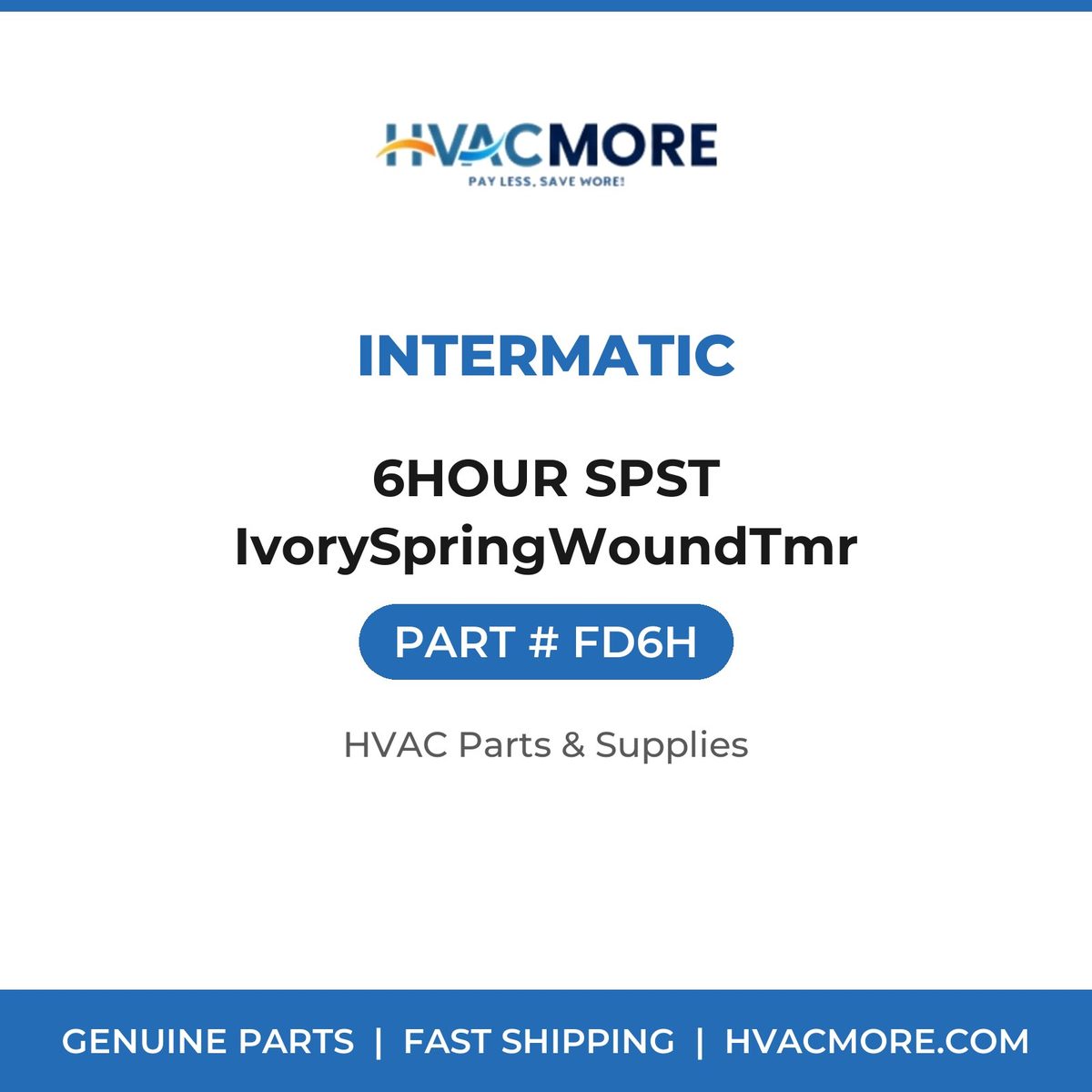 Intermatic 6HOUR SPST IvorySpringWoundTmr FD6H