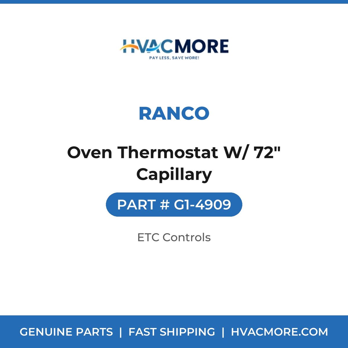 Ranco Oven Thermostat W/ 72" Capillary G1-4909
