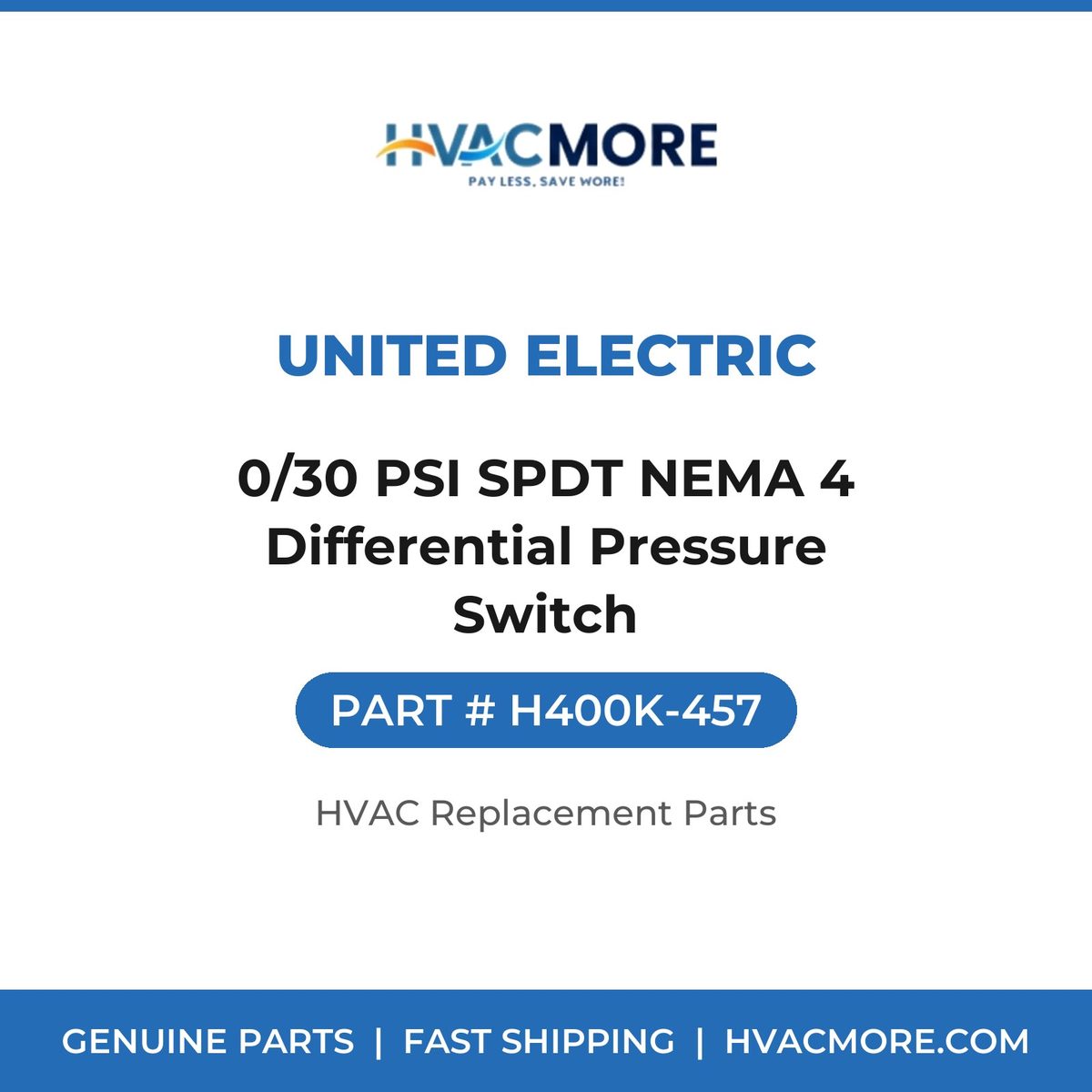 United Electric 0/30 PSI SPDT NEMA 4 Differential Pressure Switch H400K-457
