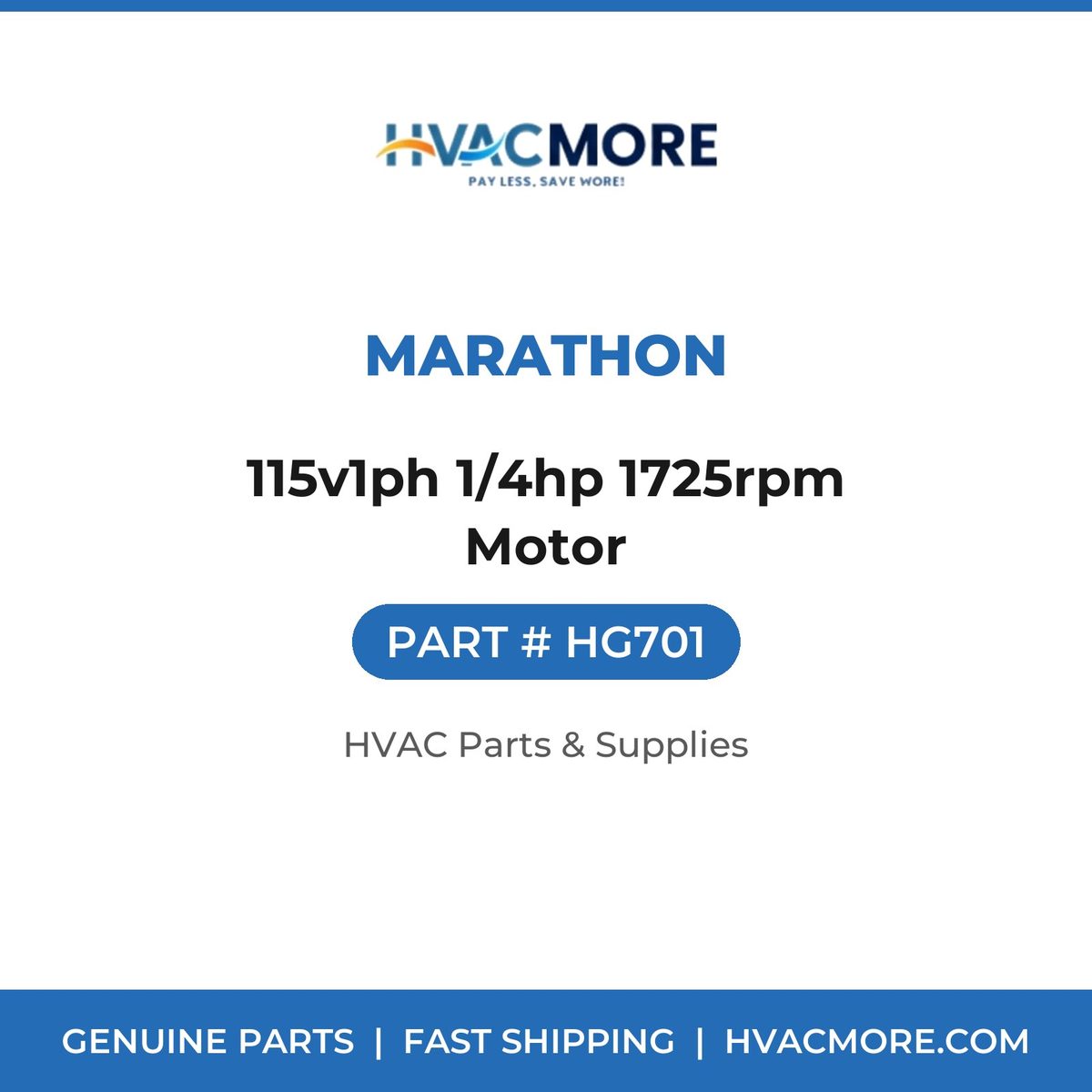 Marathon 115v1ph 1/4hp 1725rpm Motor HG701