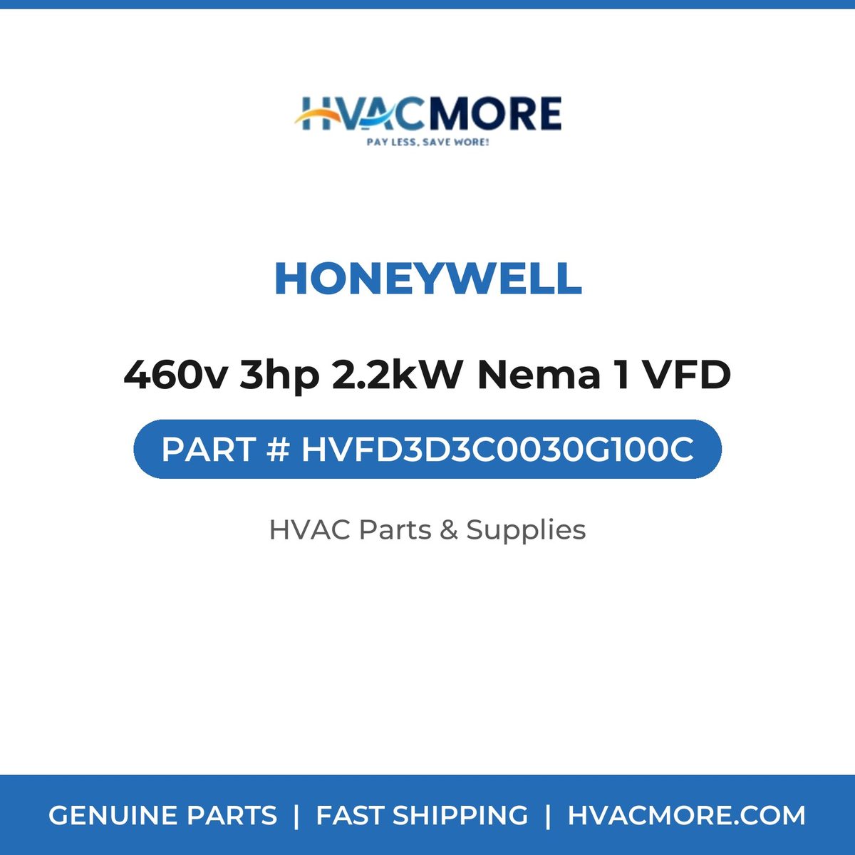 Honeywell 460v 3hp 2.2kW Nema 1 VFD HVFD3D3C0030G100C