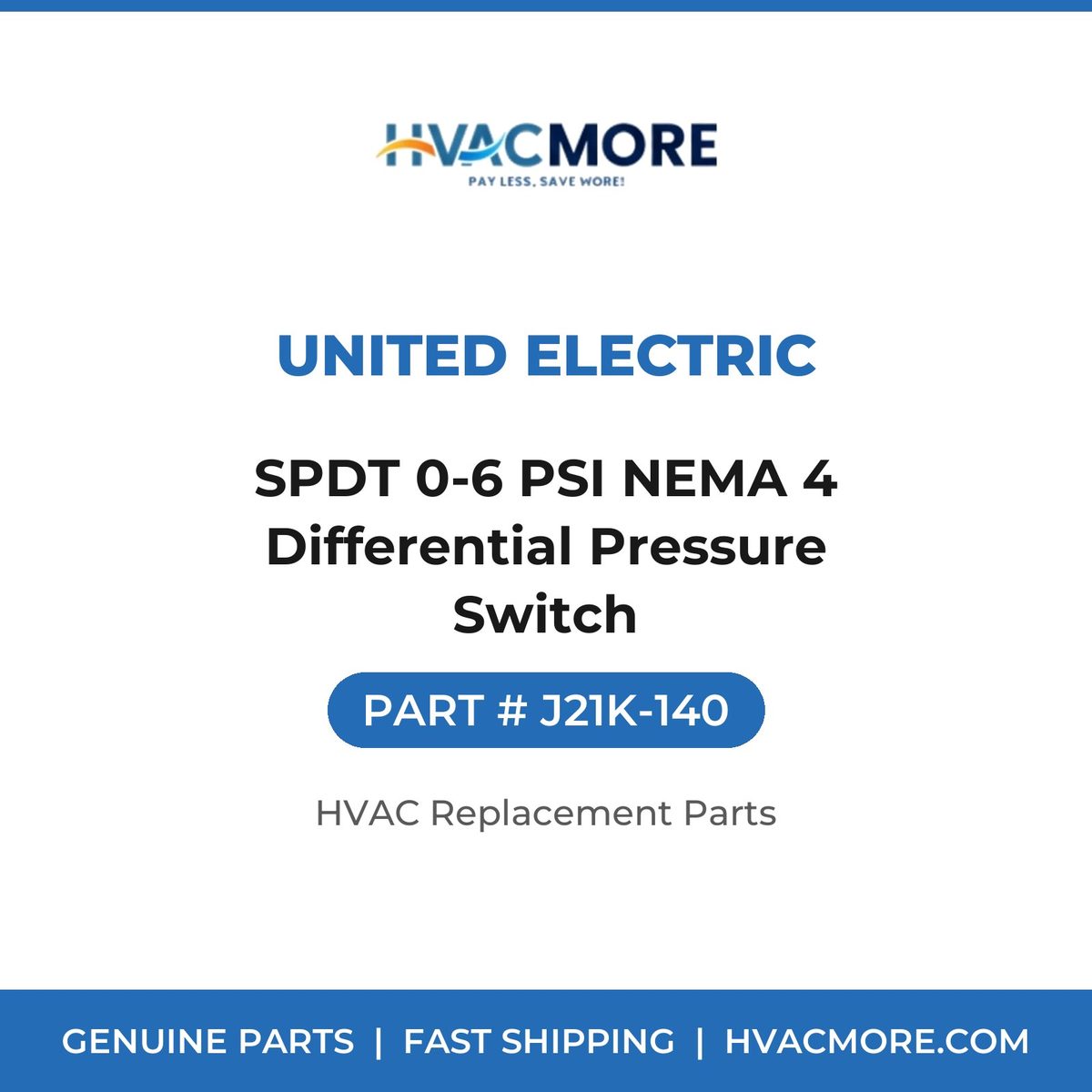 United Electric SPDT 0-6 PSI NEMA 4 Differential Pressure Switch J21K-140