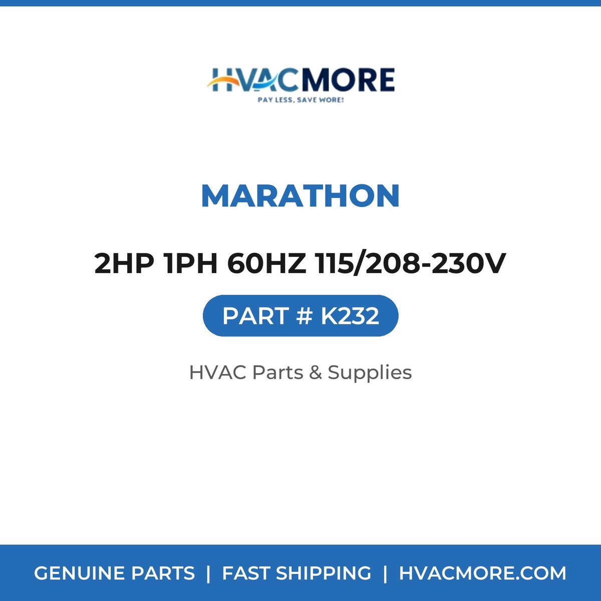 Marathon 2HP 1PH 60HZ 115/208-230V K232