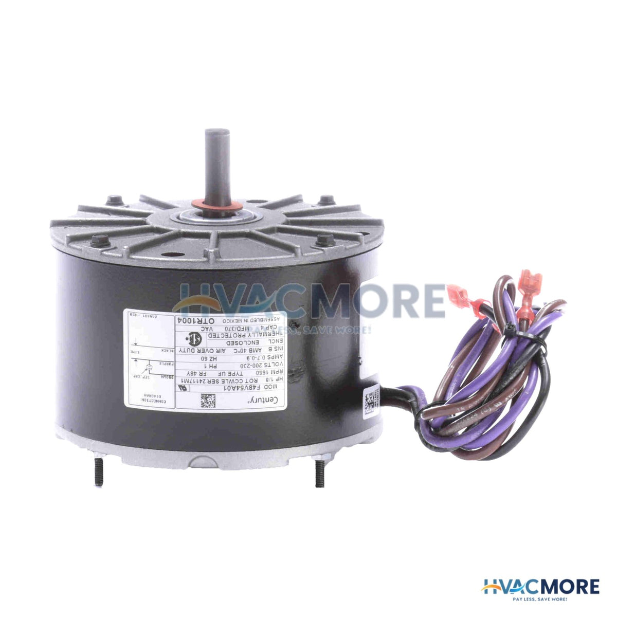 Century 1/8 HP 200-230V OEM Replacement Motor, 1PH, 1650 RPM, 48 Frame, TEAO OTR1004