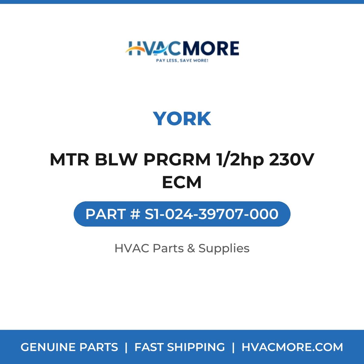 York MTR BLW PRGRM 1/2hp 230V ECM S1-024-39707-000