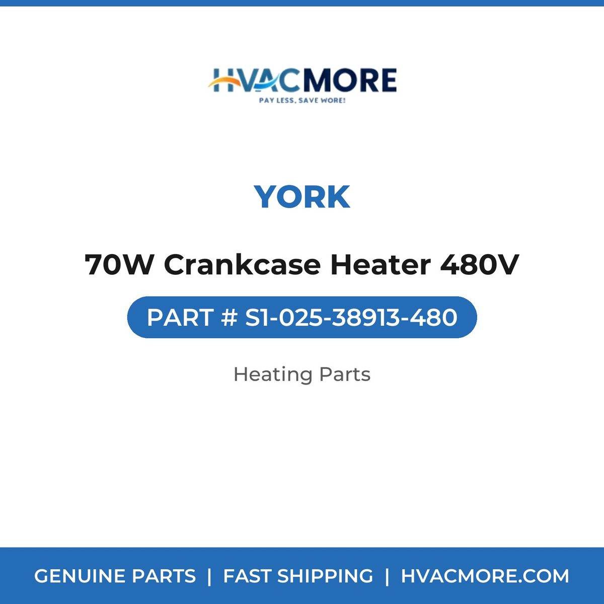 York 70W Crankcase Heater 480V S1-025-38913-480