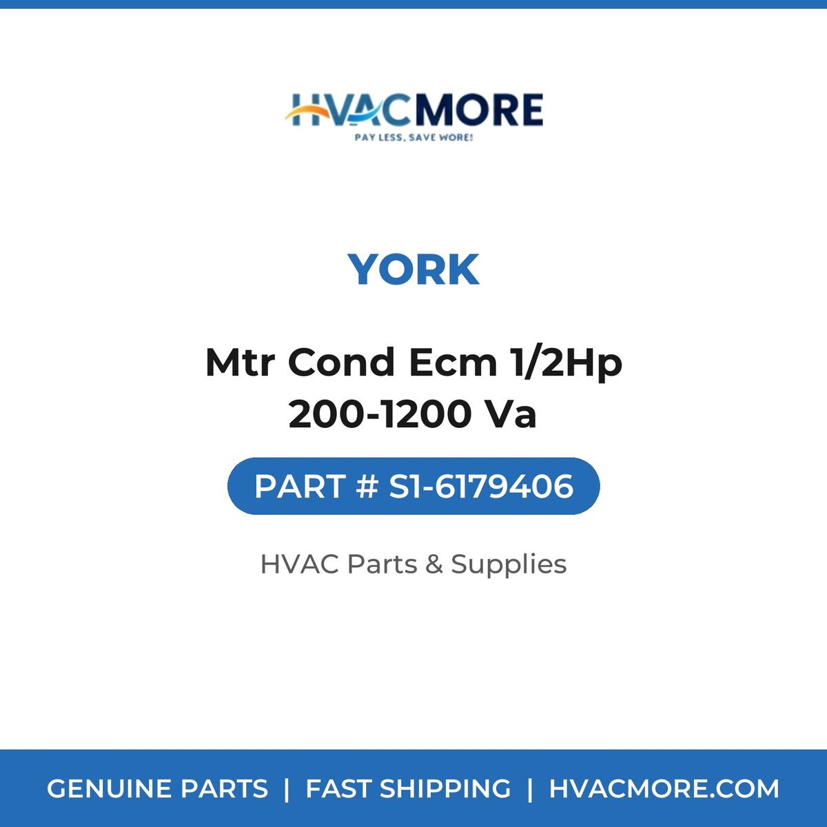 York Mtr Cond Ecm 1/2Hp 200-1200 Va S1-6179406