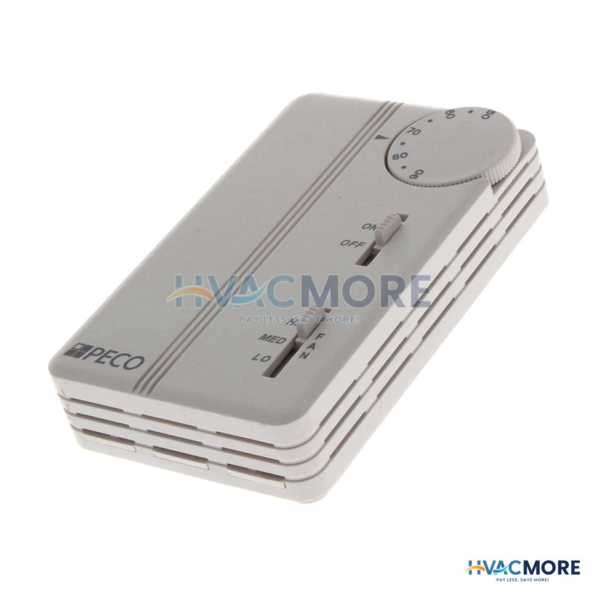 Peco Controls Heating or Cooling Thermostat W/ 3-SPEED Fan Control TA155-017
