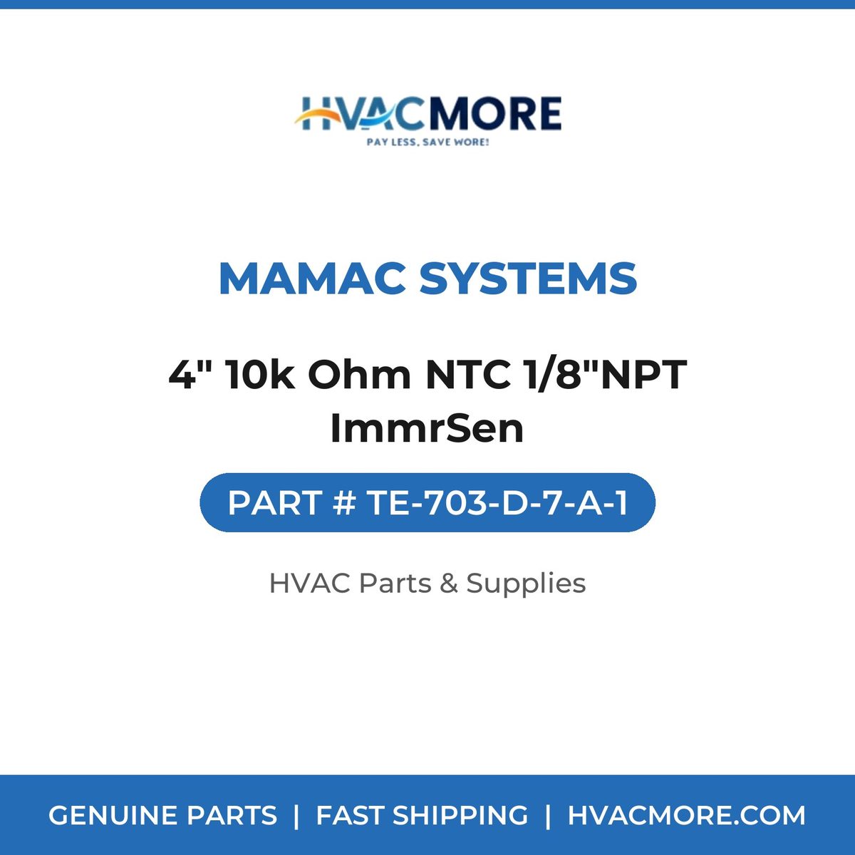 MAMAC Systems 4" 10k Ohm NTC 1/8"NPT ImmrSen TE-703-D-7-A-1