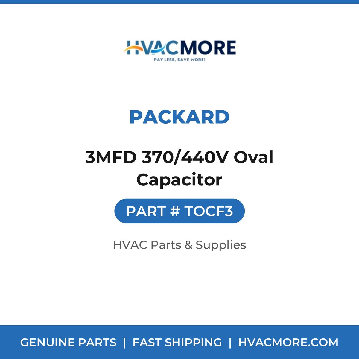 Packard 3MFD 370/440V Oval Capacitor TOCF3