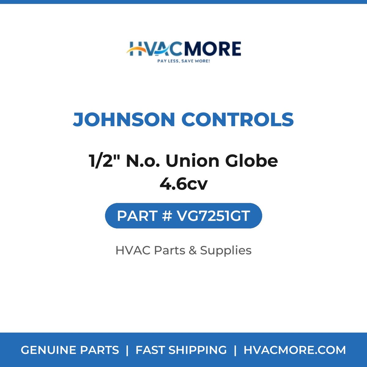 Johnson Controls 1/2" N.o. Union Globe 4.6cv VG7251GT