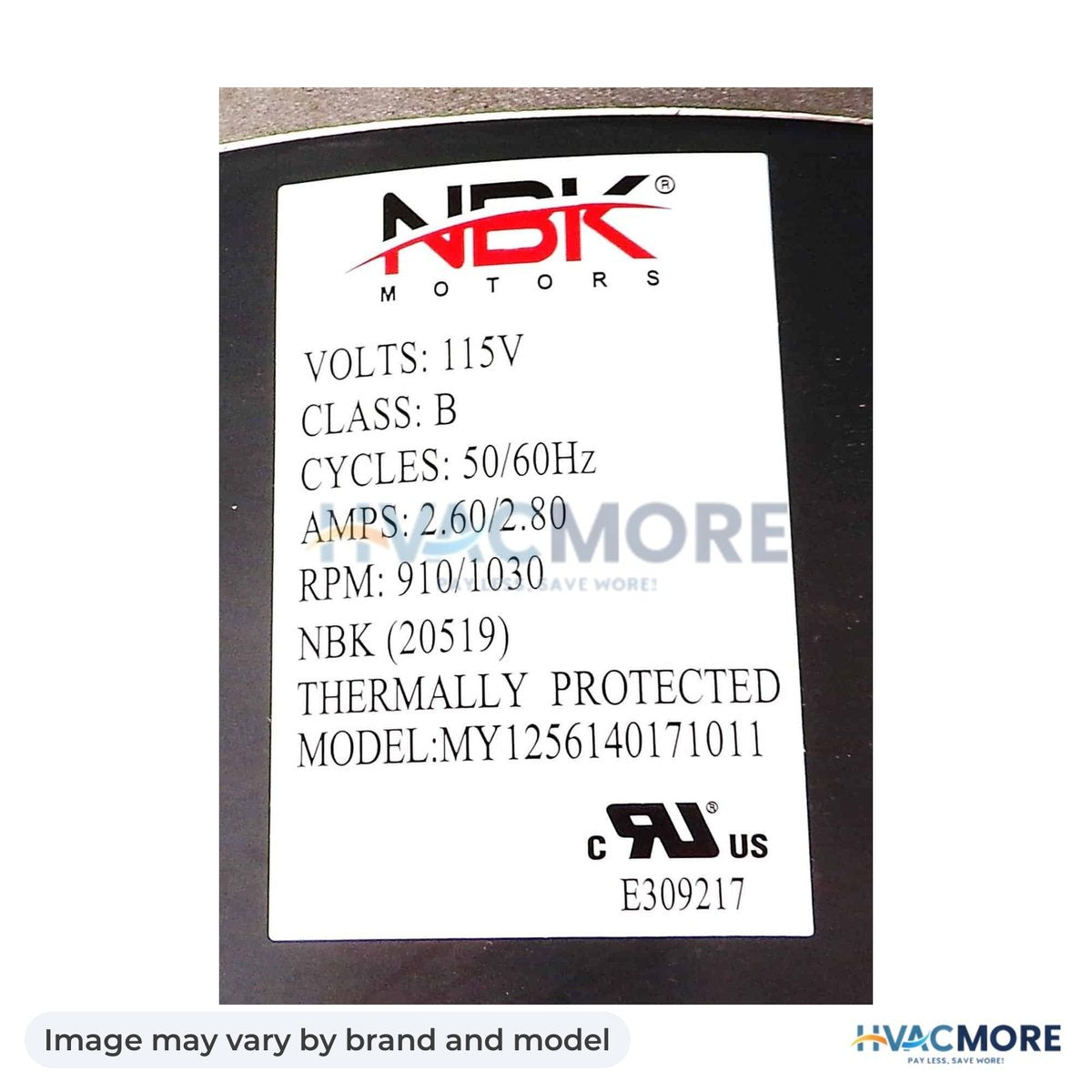 NBK Parts Blower Motor 115V HVM-1TDT4 - Image may vary by brand and model