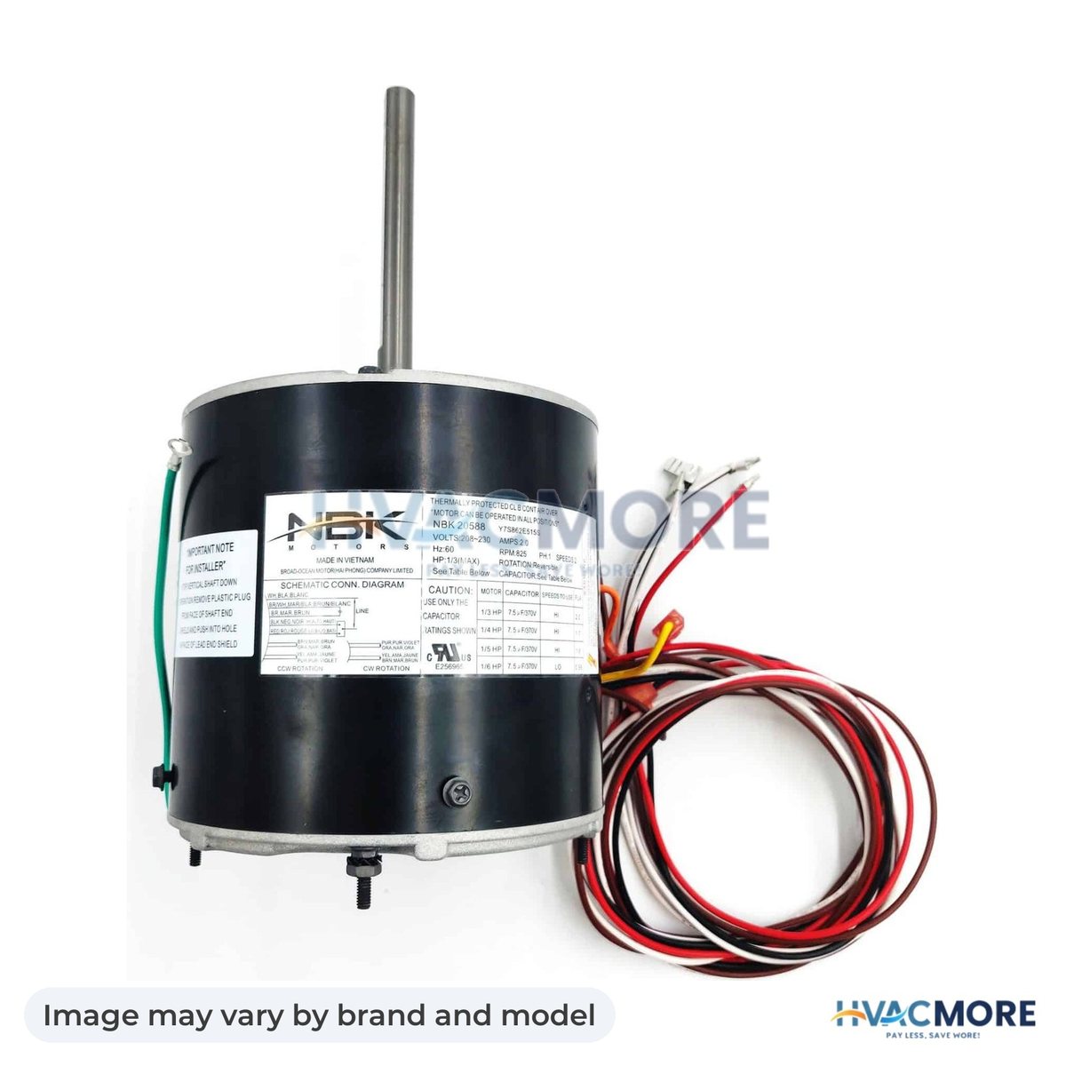 NBK Parts Condenser 208-230V, 825 RPM, 1/6-1/3 HP HVM-5464H - Image may vary by brand and model