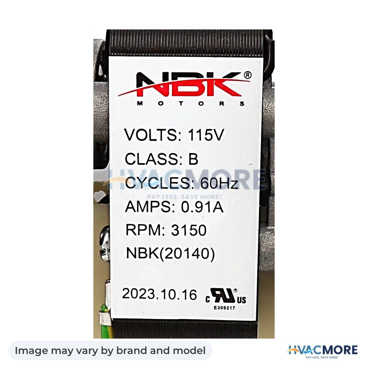 NBK Parts BLOWER MOTOR, EXHAUST 115V, 60Hz, 3150 RPM, 0.91A, Ball bearing, 80 CFM, CW Rot HVM-812-3381 - Image may vary by brand and model