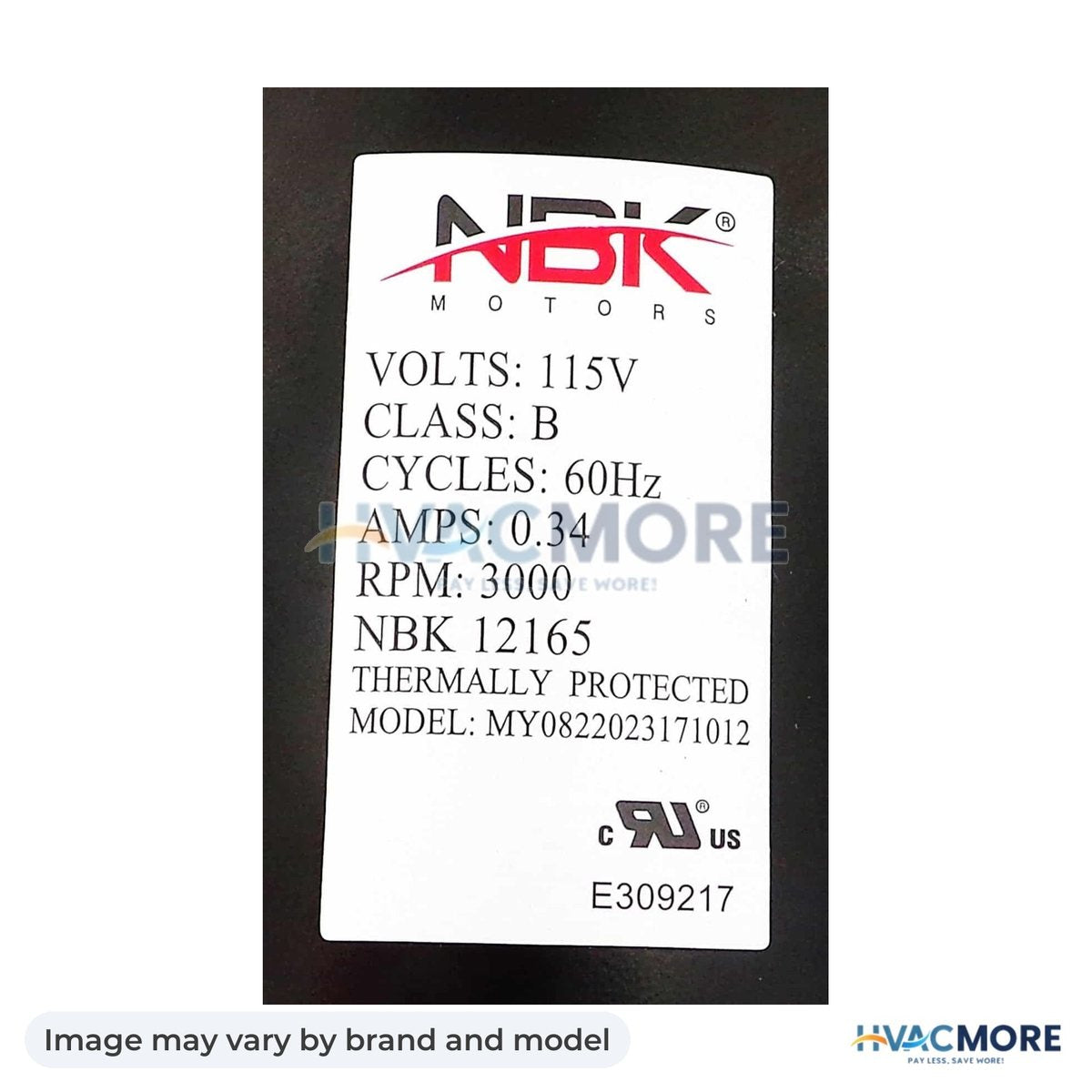 NBK Parts Draft Inducer 115V HVM-A164 - Image may vary by brand and model