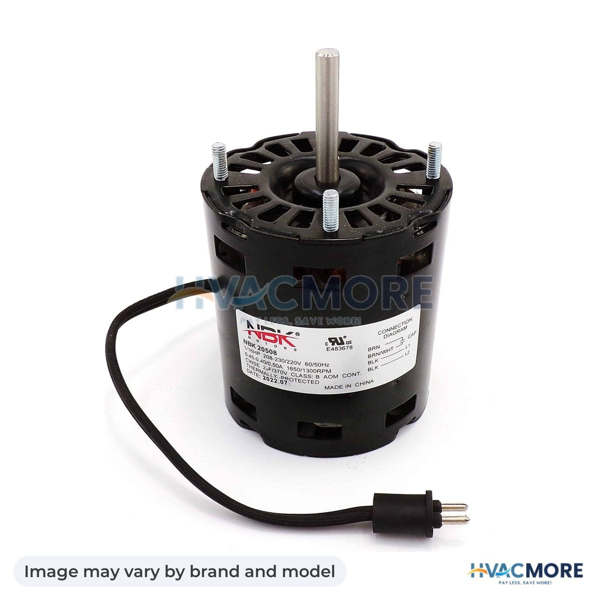 NBK Parts Condenser Motor 208-230V 1/16 HP HVM-D112 - Image may vary by brand and model