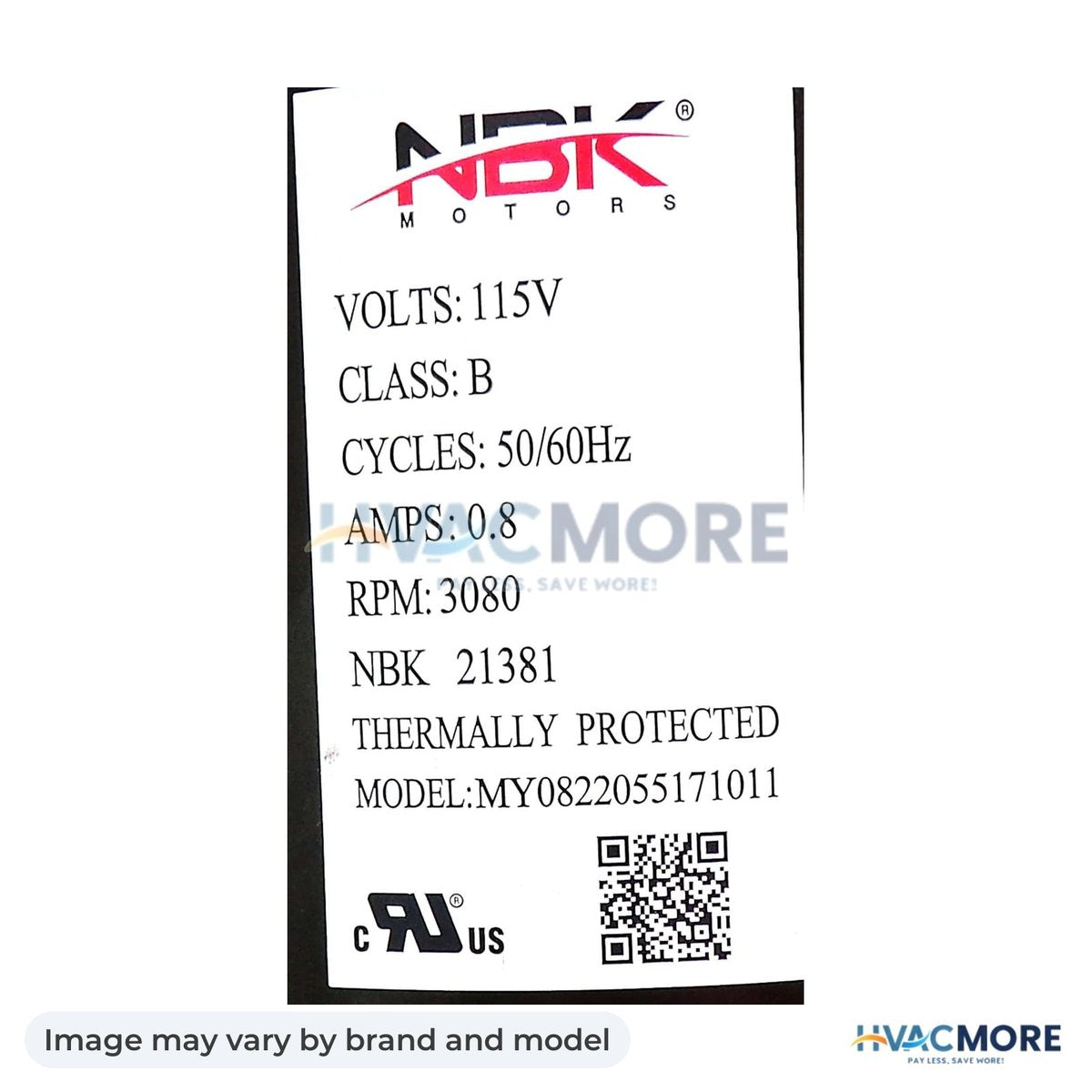 NBK Parts Inducer Motor 115V, 1/15HP, 50/60Hz HVM-FB-RFB599 - Image may vary by brand and model