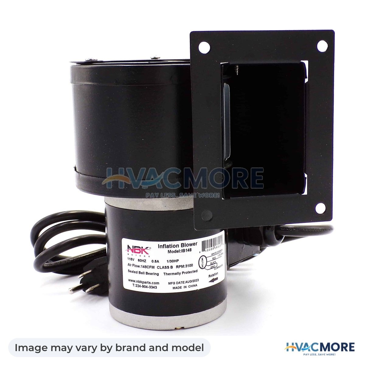 NBK Parts Inflation Blower - 148 CFM, 115V, W/AC Cord 6/BOX HVM-IB148 - Image may vary by brand and model