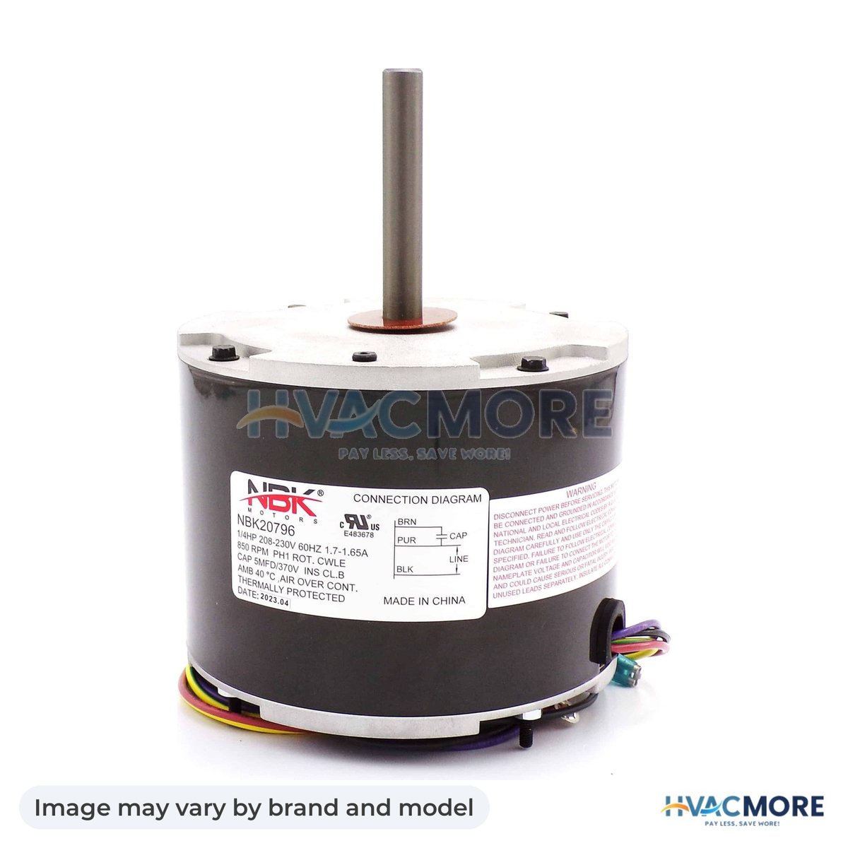 NBK Parts Condenser Motor 208/230V 1/4 HP, Cwle HVM-S1-024-25119-000 - Image may vary by brand and model